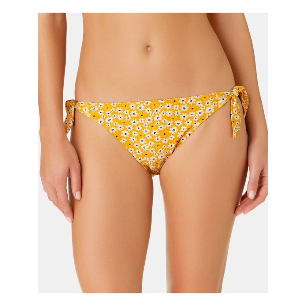 California Waves Women's Yellow Side-Tie Mellow Yellow Hipster Swimsuit Bottom M